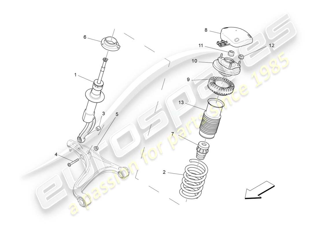 a part diagram from the maserati quattroporte m156 (2014 onwards) parts catalogue