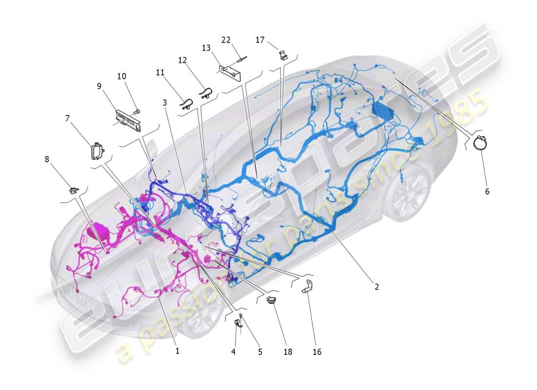 a part diagram from the maserati quattroporte m156 (2014 onwards) parts catalogue