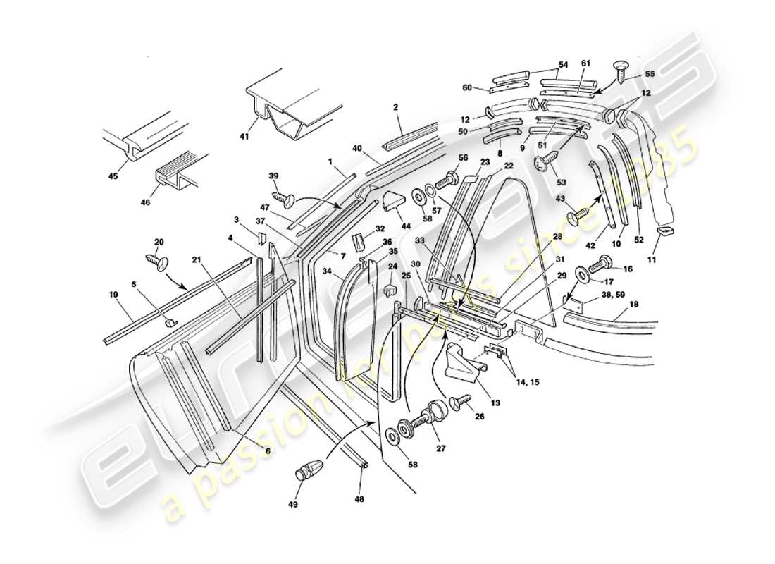 a part diagram from the aston martin v8 volante parts catalogue