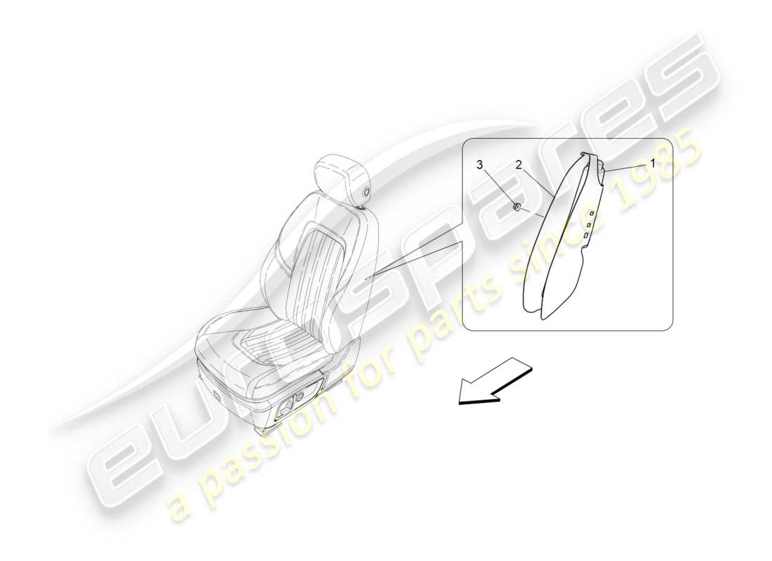 a part diagram from the maserati quattroporte m156 (2014 onwards) parts catalogue
