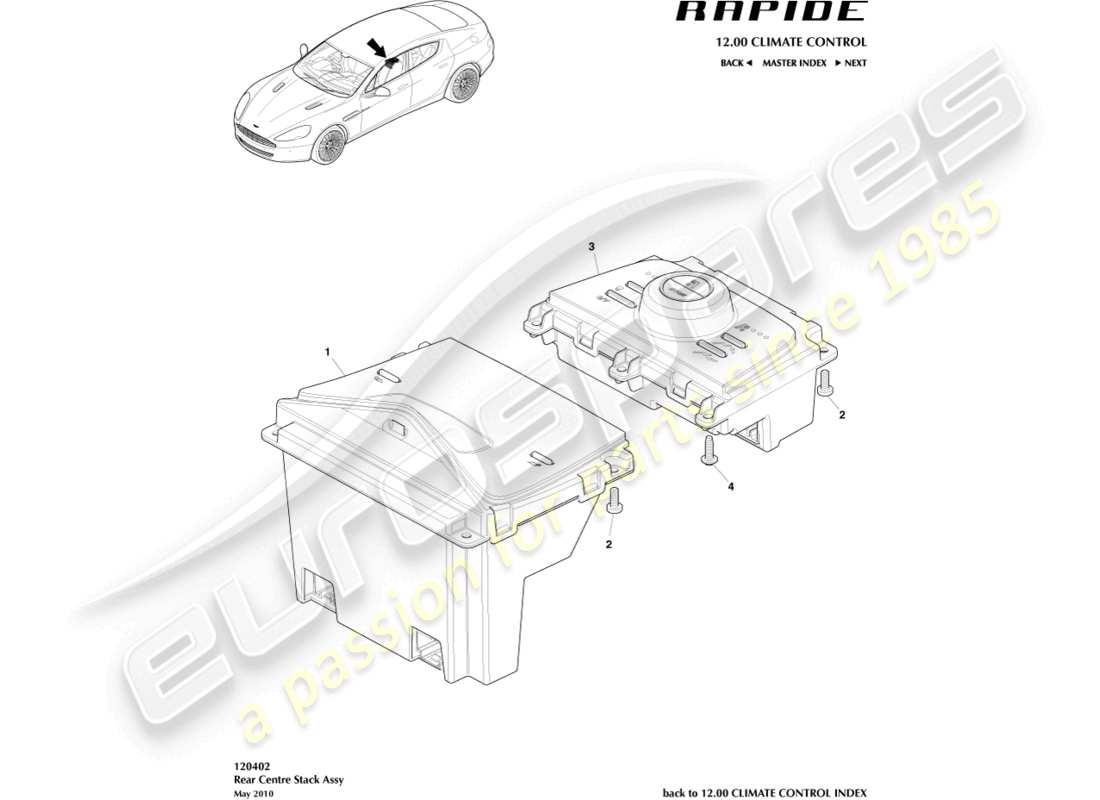 aston martin rapide (2013) rear hvac controls parts diagram