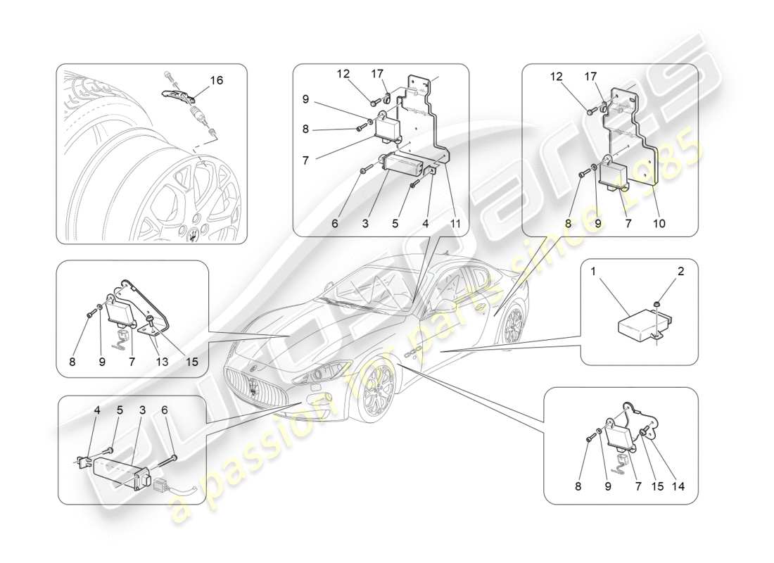 a part diagram from the maserati granturismo (2013) parts catalogue