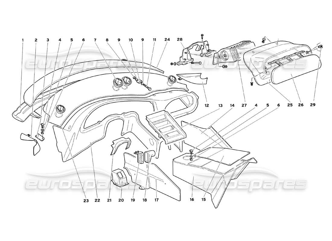 a part diagram from the lamborghini diablo sv (1999) parts catalogue