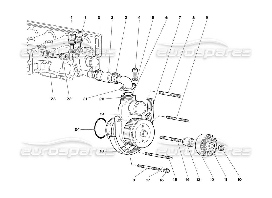 a part diagram from the lamborghini diablo sv (1999) parts catalogue