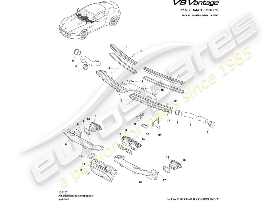 a part diagram from the aston martin vantage gt8 parts catalogue