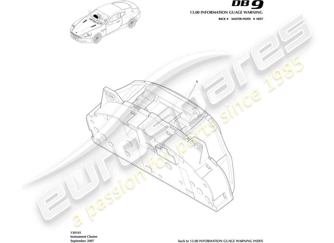 a part diagram from the aston martin db9 (2004) parts catalogue