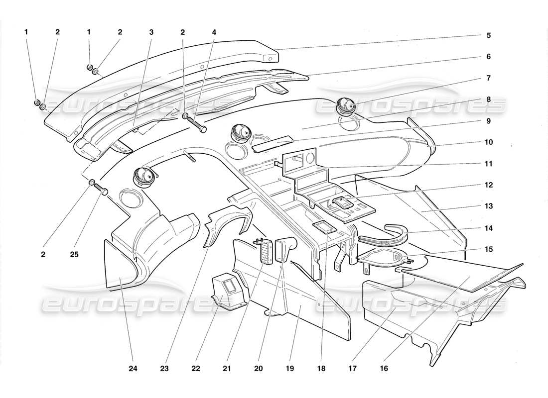 a part diagram from the lamborghini diablo roadster (1998) parts catalogue
