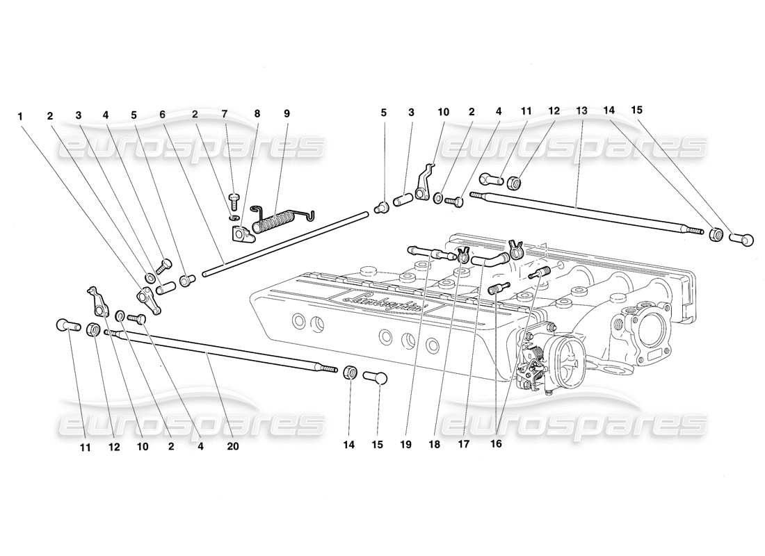 a part diagram from the lamborghini diablo sv (1997) parts catalogue