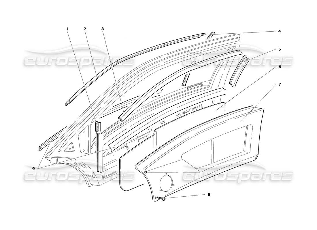 a part diagram from the lamborghini diablo sv (1999) parts catalogue