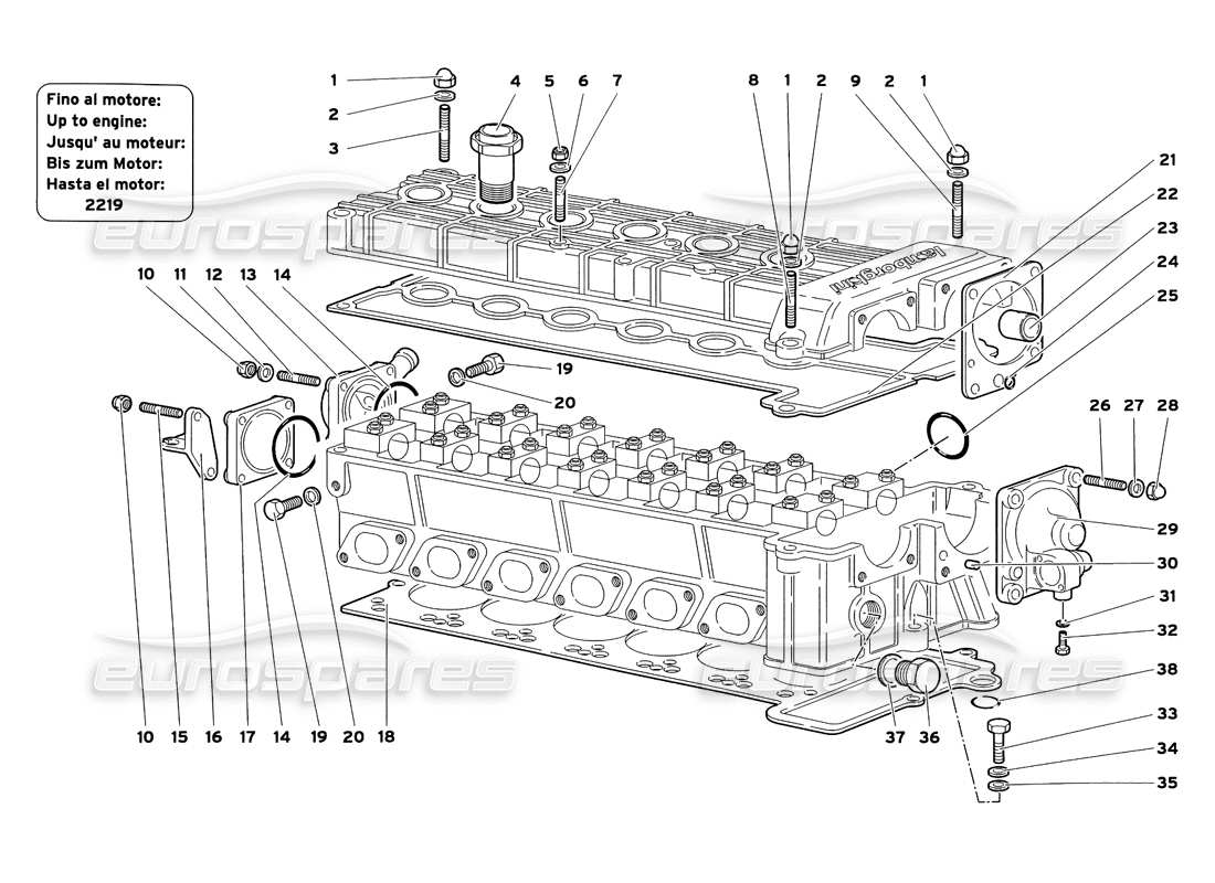 a part diagram from the lamborghini diablo sv (1999) parts catalogue