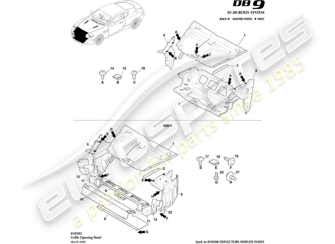 a part diagram from the aston martin db9 (2008) parts catalogue