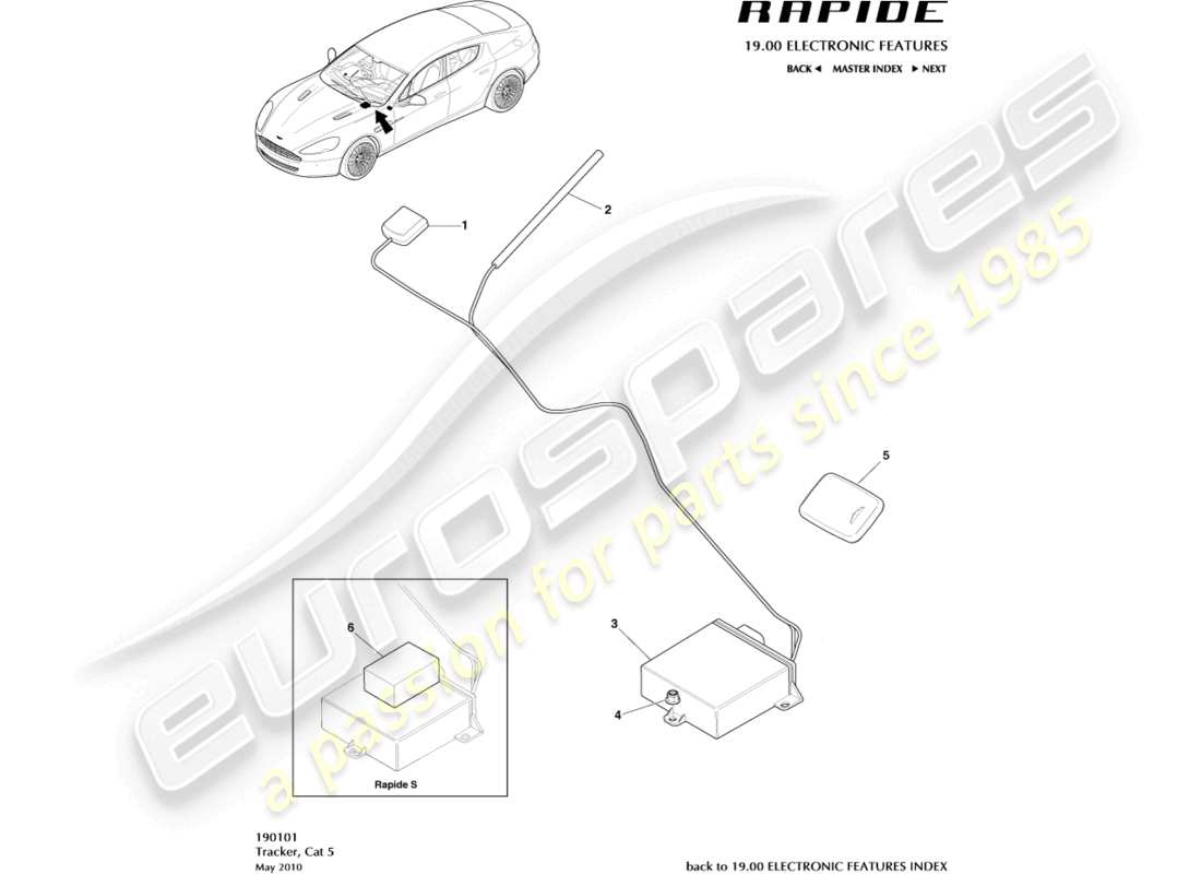 a part diagram from the aston martin rapide (2014) parts catalogue