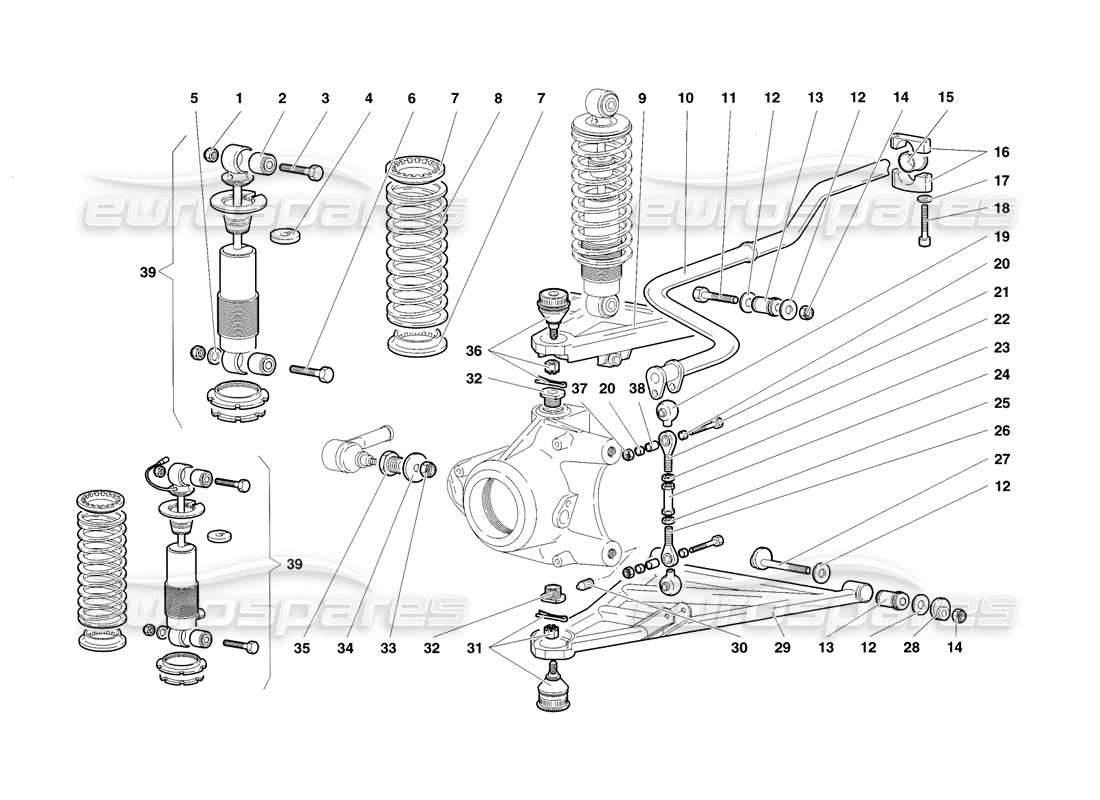a part diagram from the lamborghini diablo sv (1998) parts catalogue