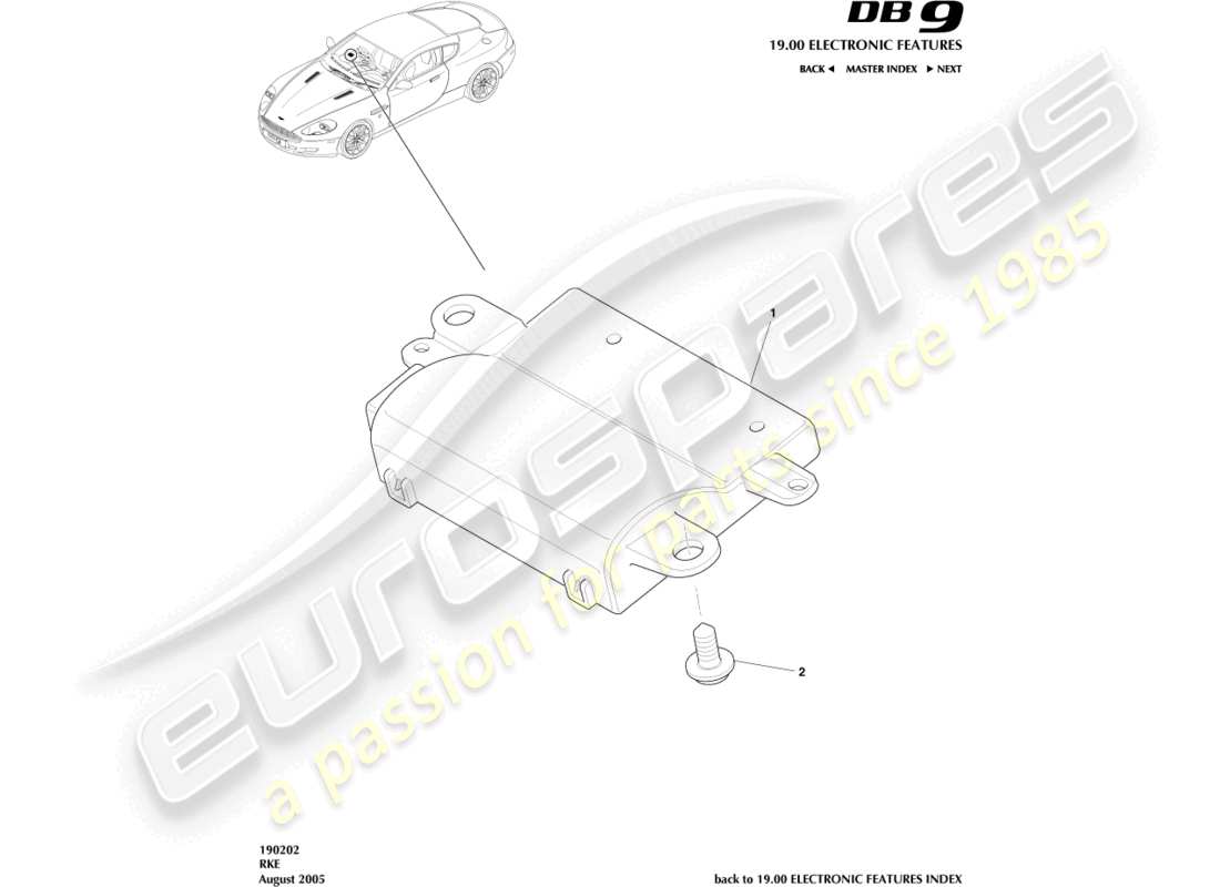 a part diagram from the Aston Martin DB9 (2007) parts catalogue