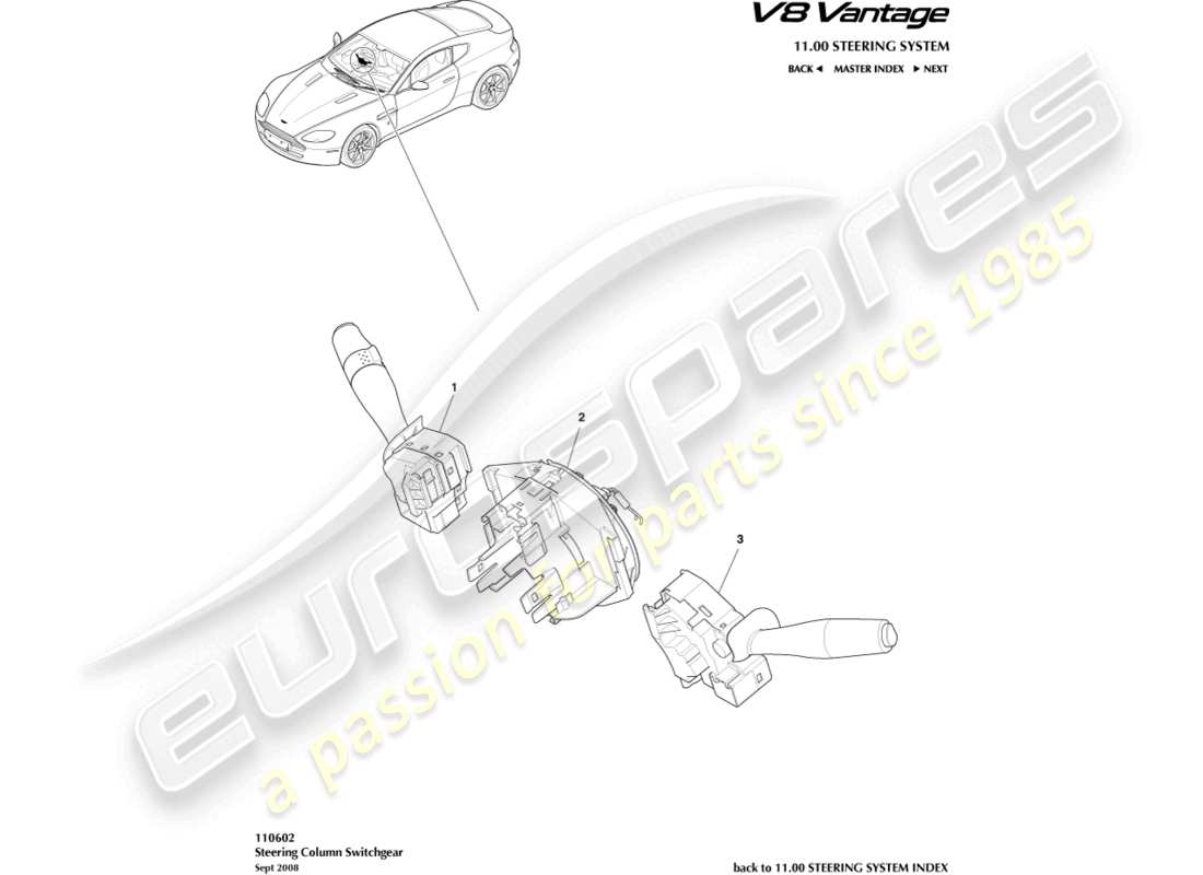 a part diagram from the aston martin v8 vantage (2015) parts catalogue