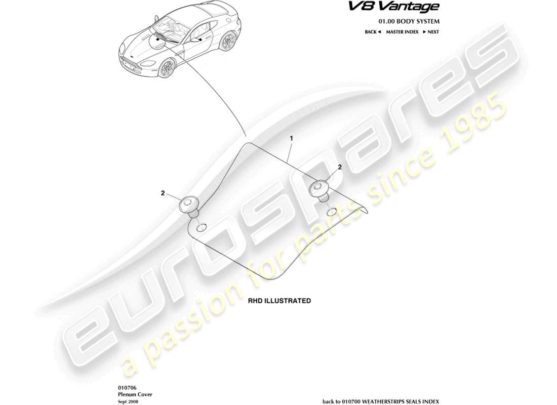 aston martin vantage gt8 (2017) plenum cover part diagram