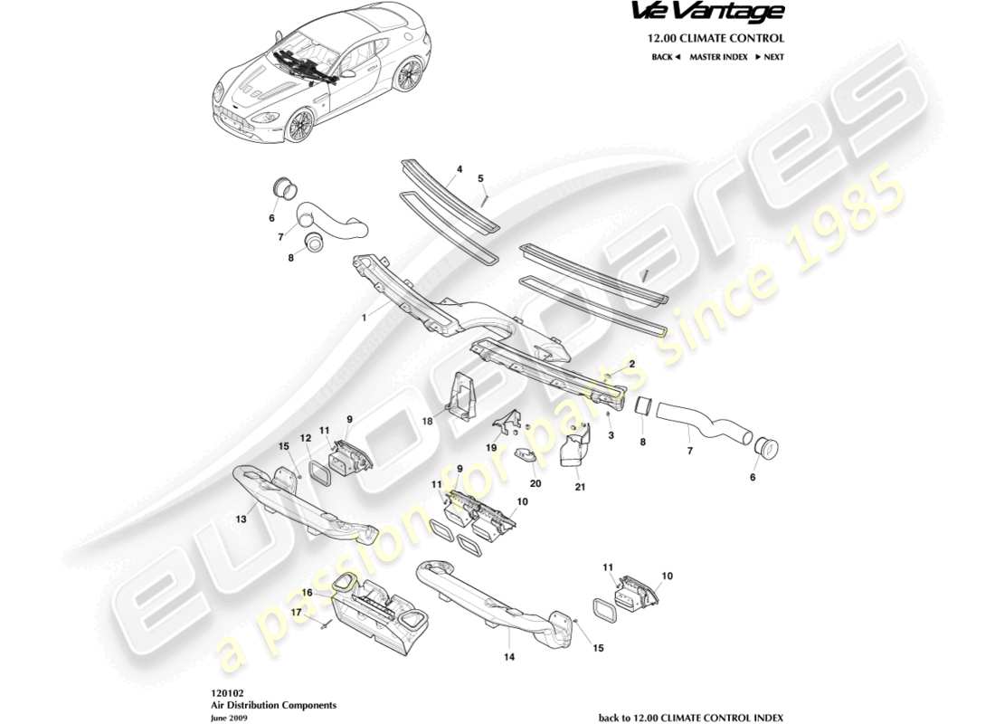 a part diagram from the aston martin v12 vantage (2012) parts catalogue
