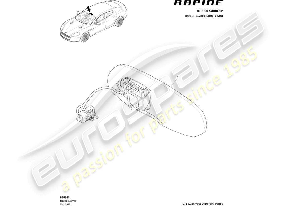 a part diagram from the aston martin rapide (2019) parts catalogue