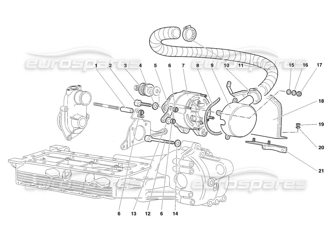 a part diagram from the lamborghini diablo sv (1998) parts catalogue