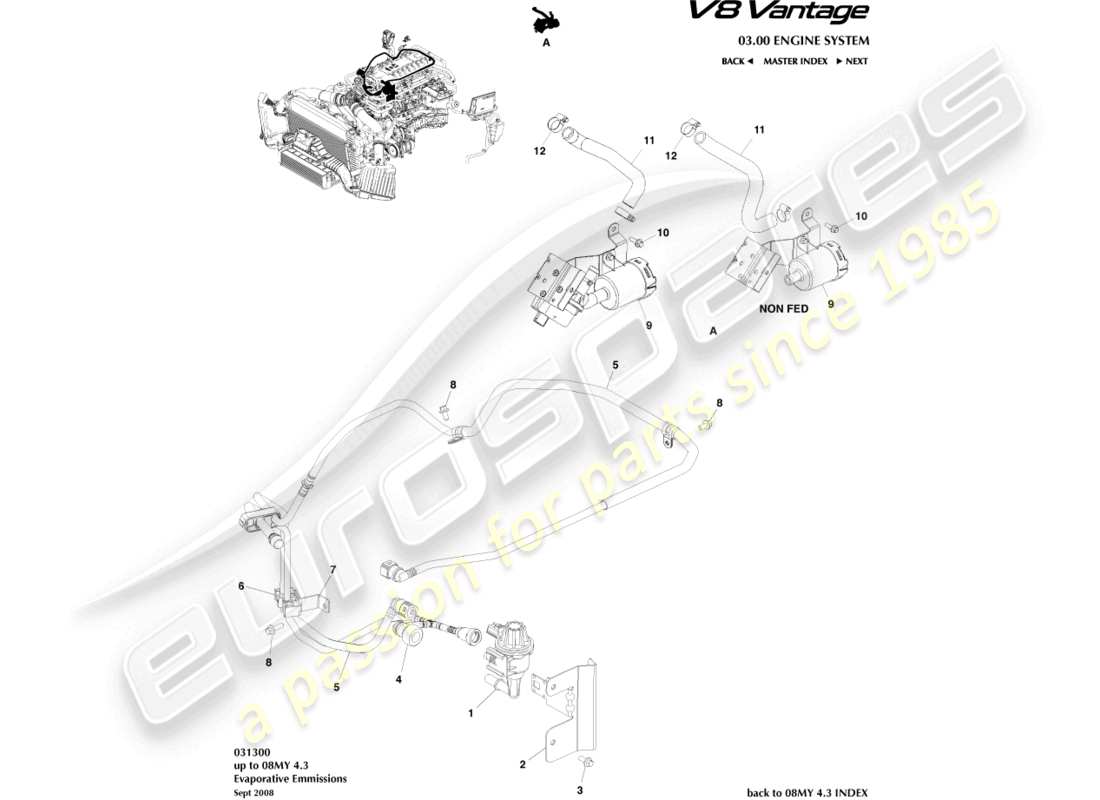 a part diagram from the aston martin v8 vantage (2018) parts catalogue