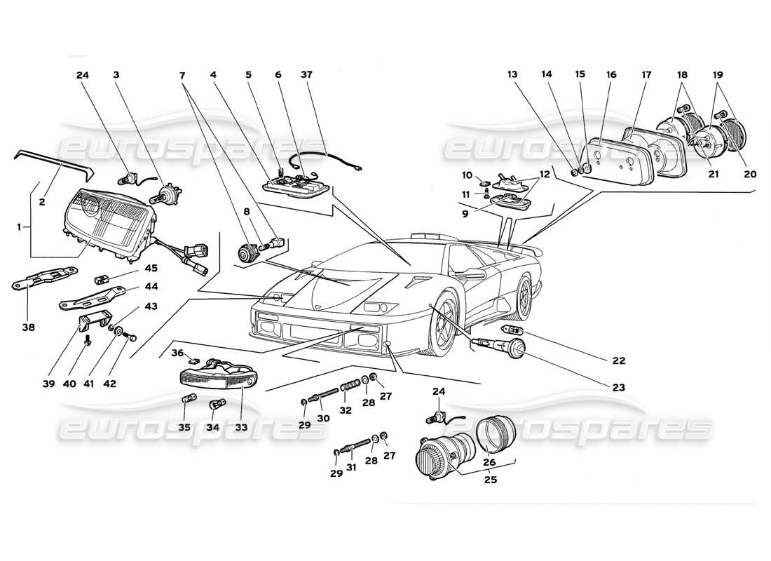 a part diagram from the lamborghini diablo gt (1999) parts catalogue
