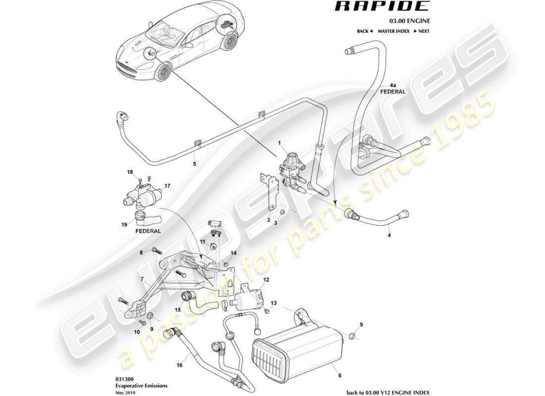 aston martin rapide (2019) evaporative emissions part diagram