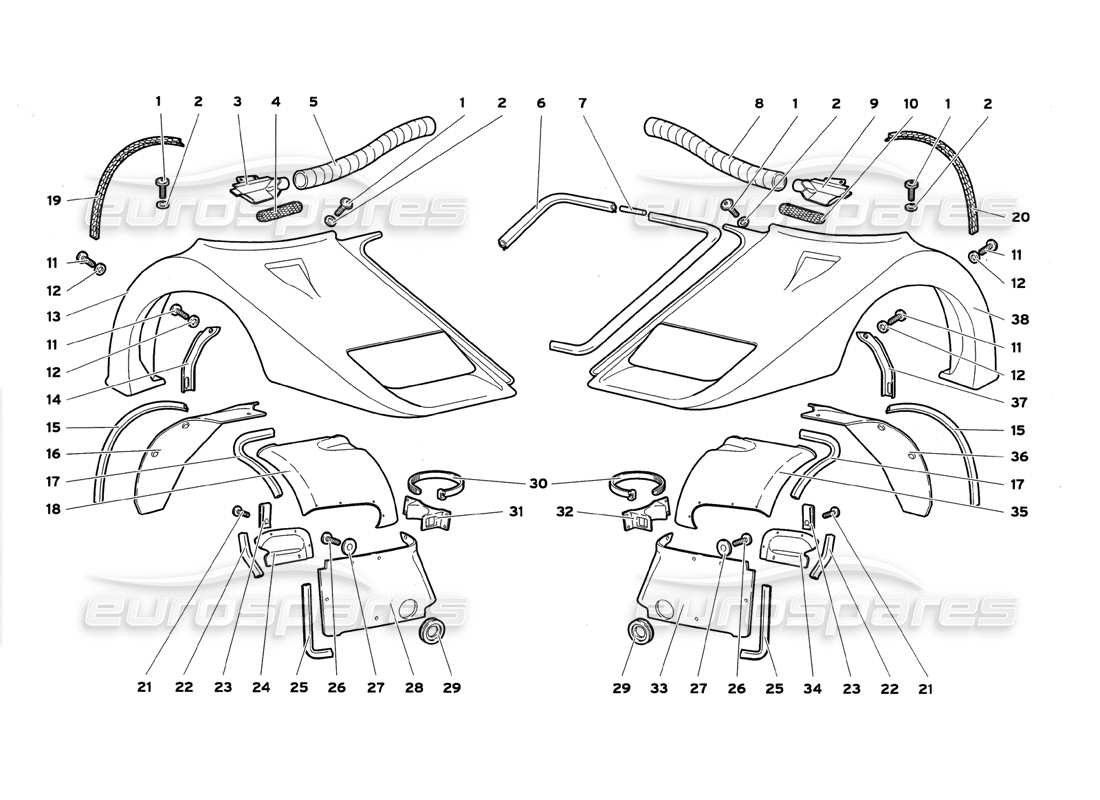a part diagram from the lamborghini diablo parts catalogue