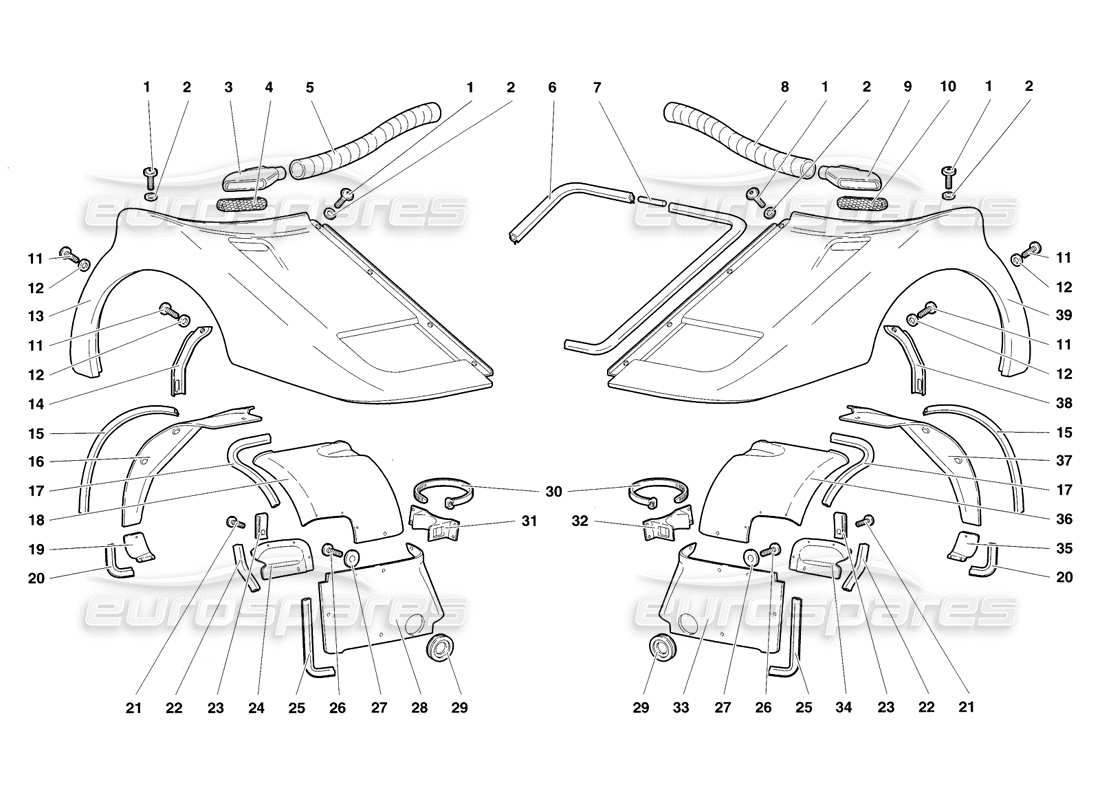 a part diagram from the lamborghini diablo sv (1998) parts catalogue