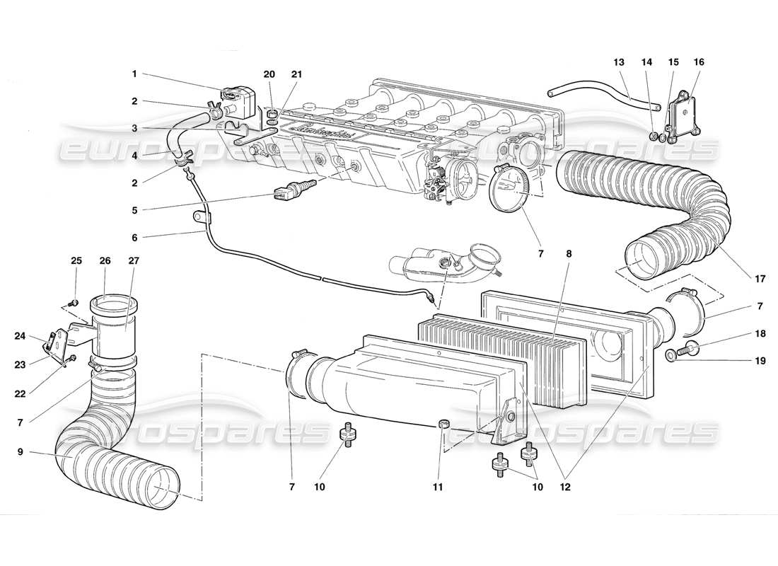 a part diagram from the lamborghini diablo parts catalogue
