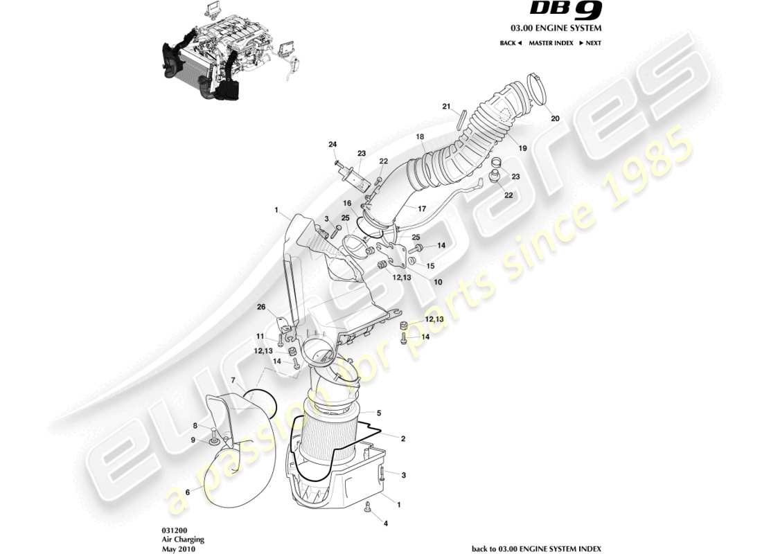 a part diagram from the aston martin db9 (2007) parts catalogue