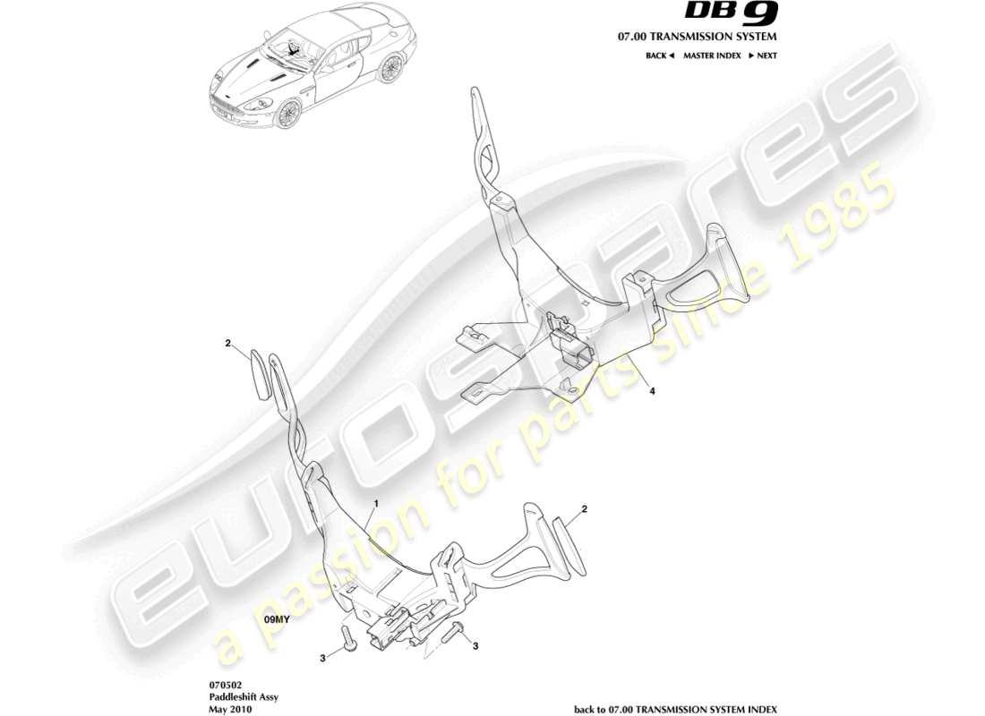 a part diagram from the Aston Martin DB9 (2005) parts catalogue