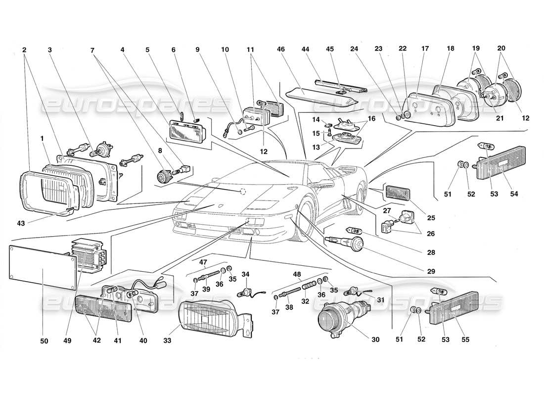 a part diagram from the lamborghini diablo roadster (1998) parts catalogue