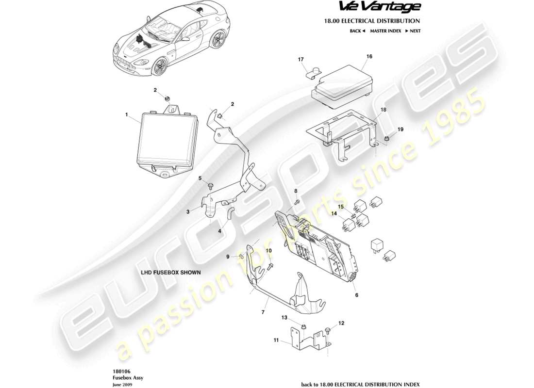 a part diagram from the aston martin v12 vantage parts catalogue