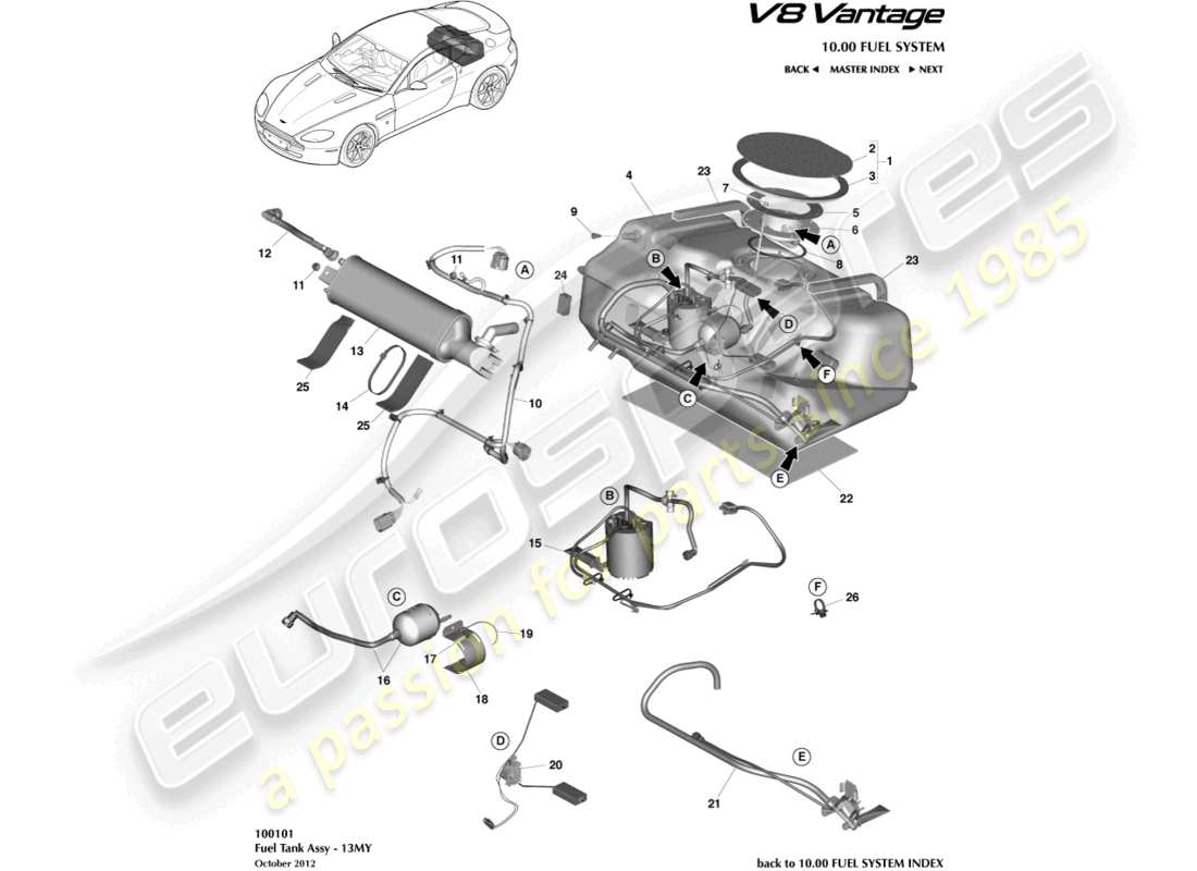 a part diagram from the aston martin v8 vantage (2008) parts catalogue