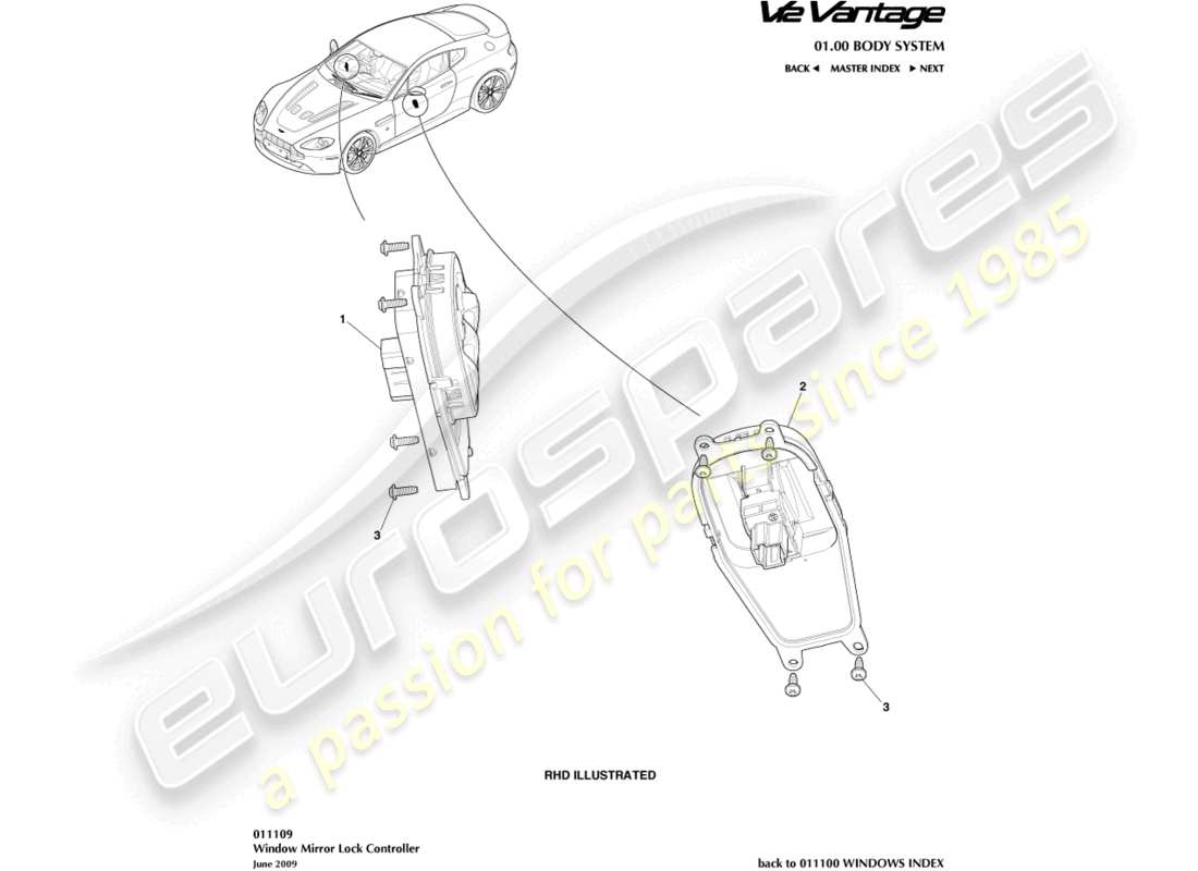 VIEW PARTS DIAGRAMS FROM THE ASTON MARTIN V12 VANTAGE PARTS CATALOGUE a part diagram from the aston martin v12 vantage parts catalogue
