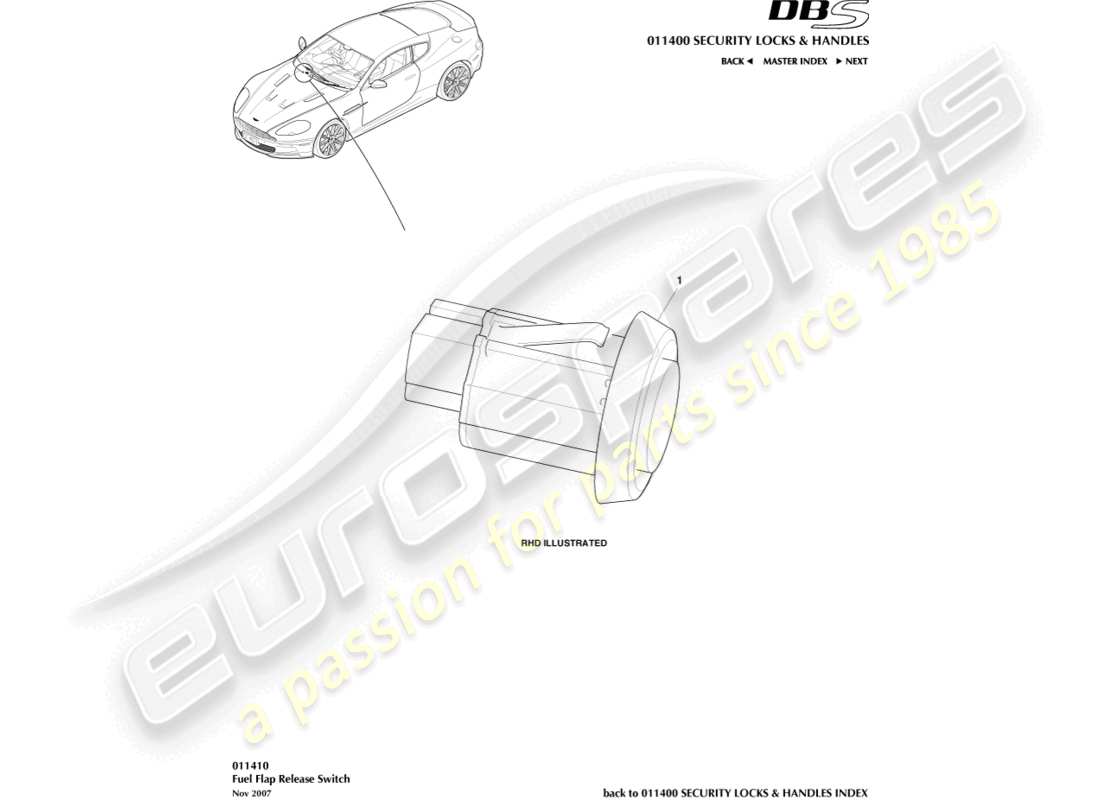 a part diagram from the aston martin dbs (2007) parts catalogue