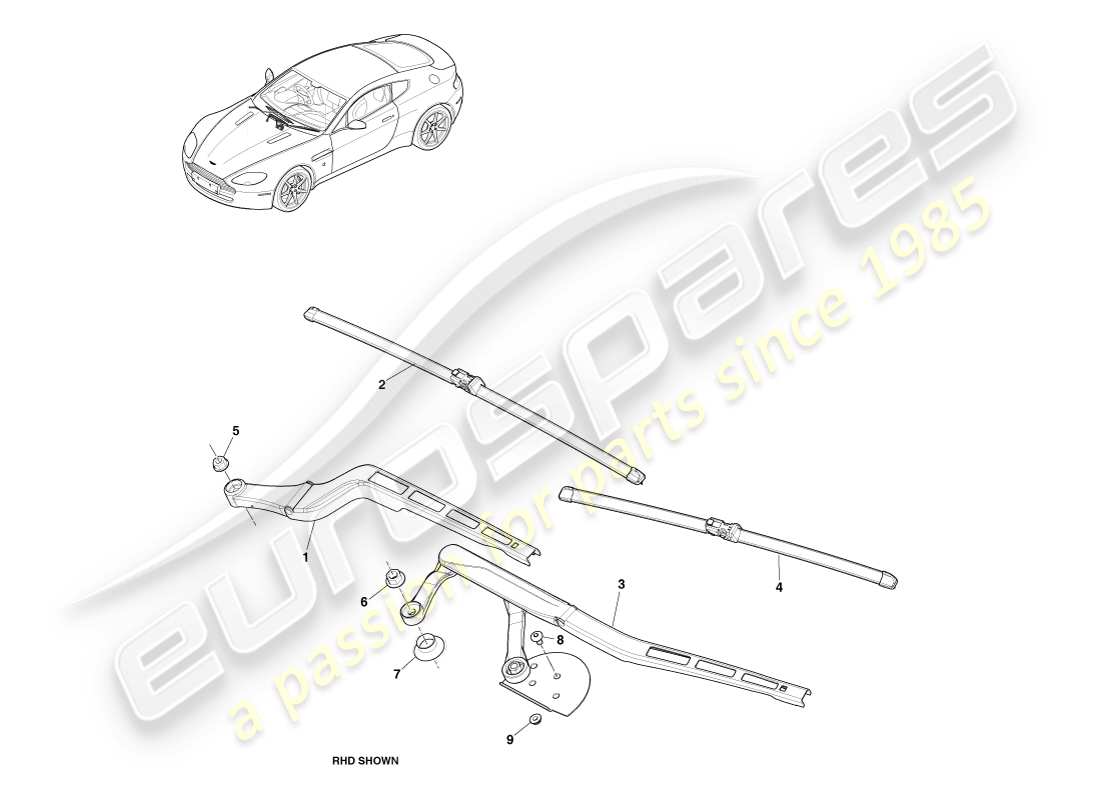 a part diagram from the aston martin v8 vantage (2005) parts catalogue