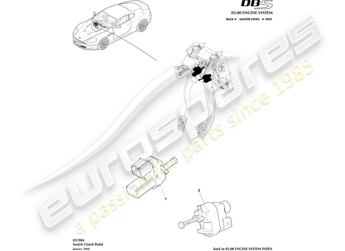 a part diagram from the aston martin dbs parts catalogue