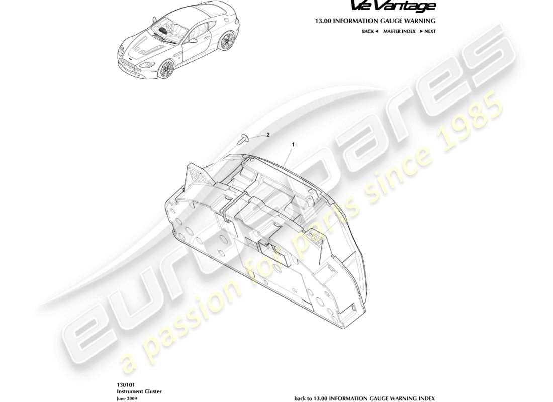 a part diagram from the aston martin v12 vantage parts catalogue