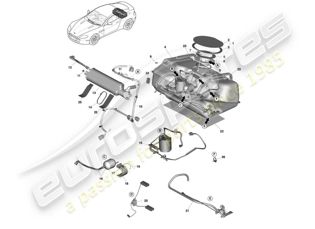 a part diagram from the aston martin v8 vantage (2005) parts catalogue
