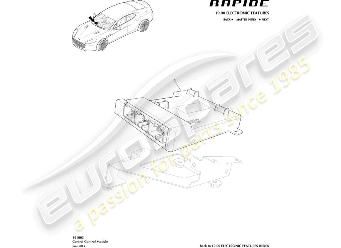 a part diagram from the aston martin rapide (2018) parts catalogue