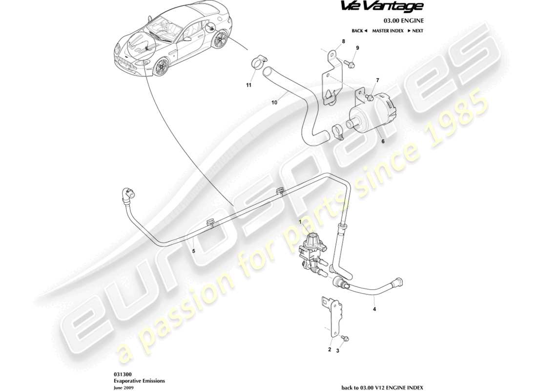 aston martin v12 vantage (2011) evaporative emissions part diagram