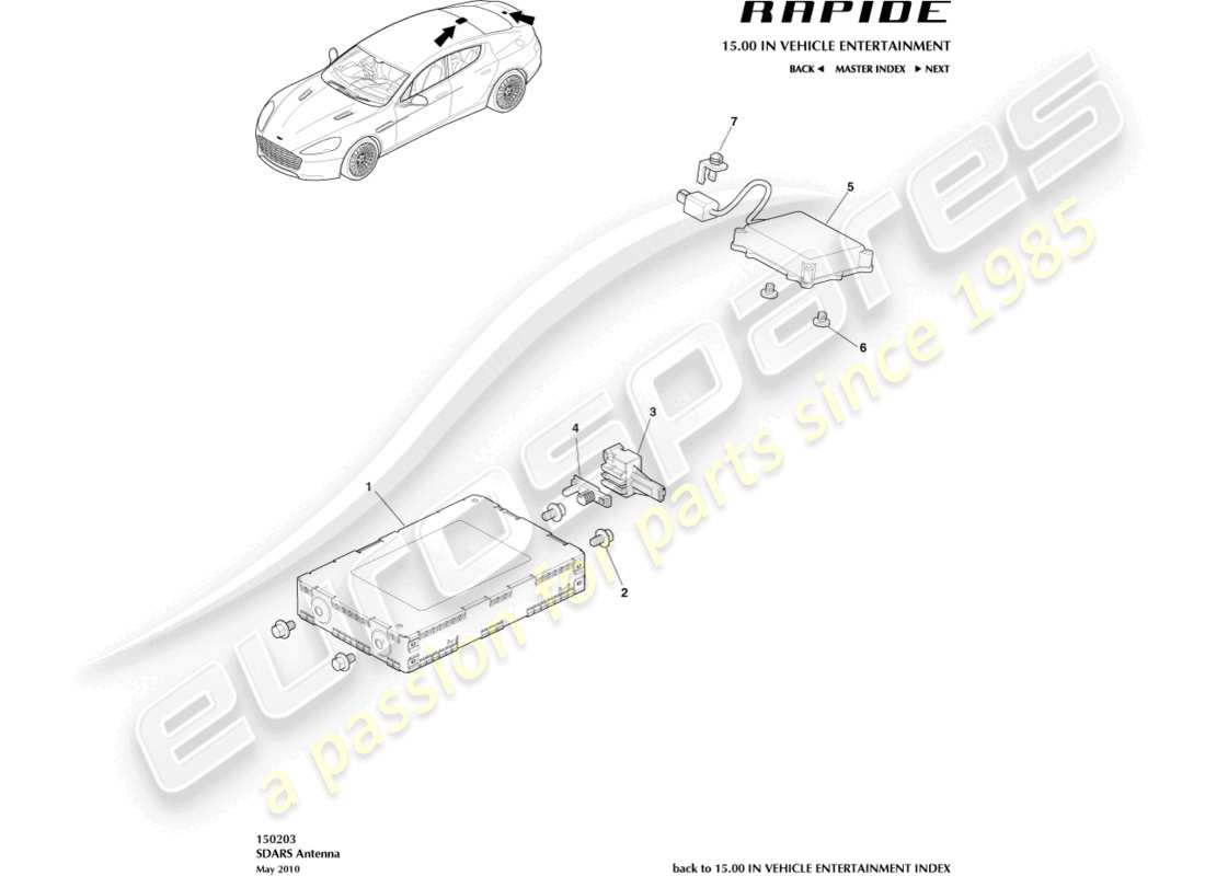 VIEW PARTS DIAGRAMS FROM THE ASTON MARTIN RAPIDE PARTS CATALOGUE a part diagram from the aston martin rapide parts catalogue