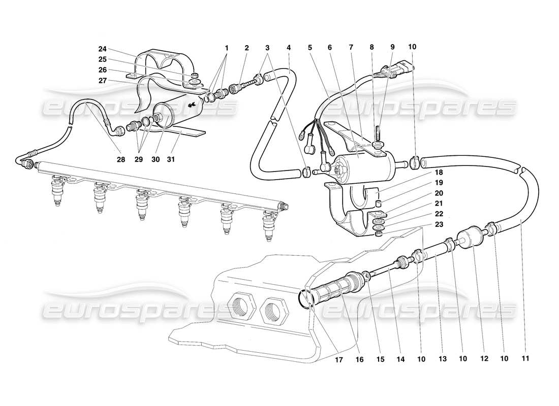a part diagram from the lamborghini diablo sv (1997) parts catalogue