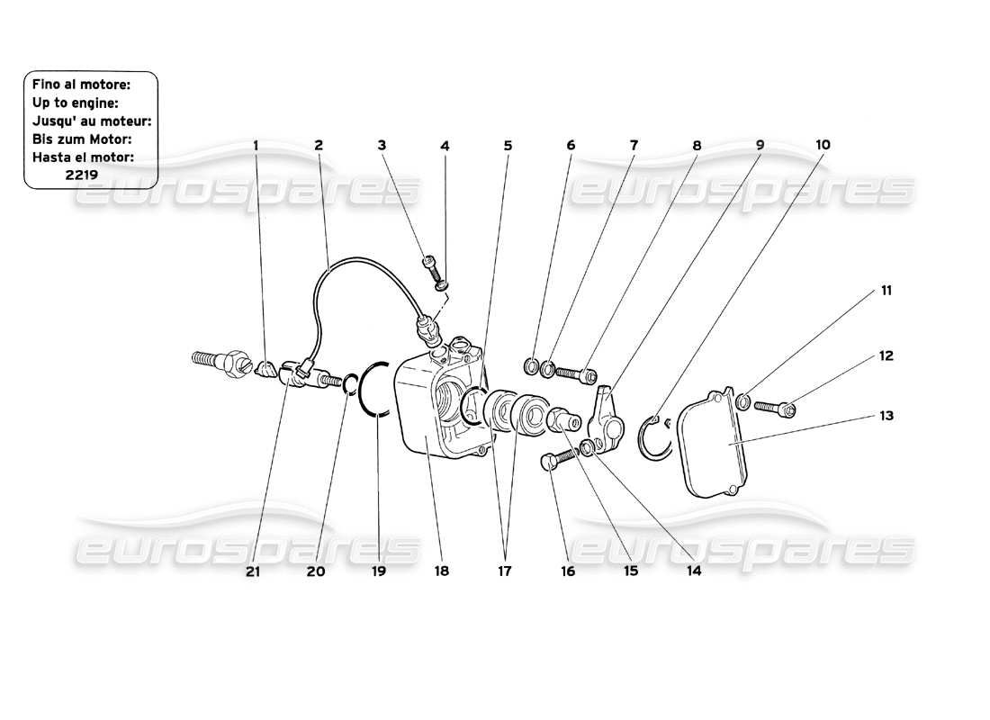 a part diagram from the lamborghini diablo sv (1999) parts catalogue