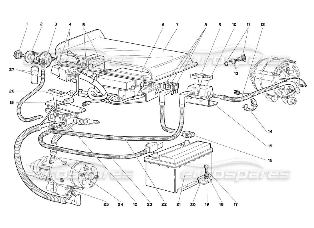 a part diagram from the lamborghini diablo sv (1999) parts catalogue