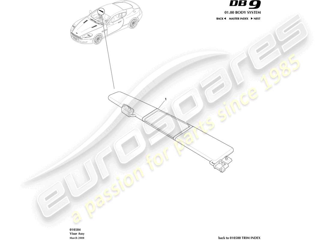 a part diagram from the aston martin db9 (2004) parts catalogue