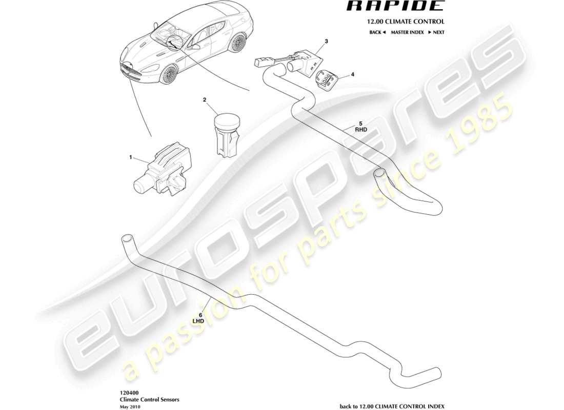 a part diagram from the aston martin rapide (2019) parts catalogue