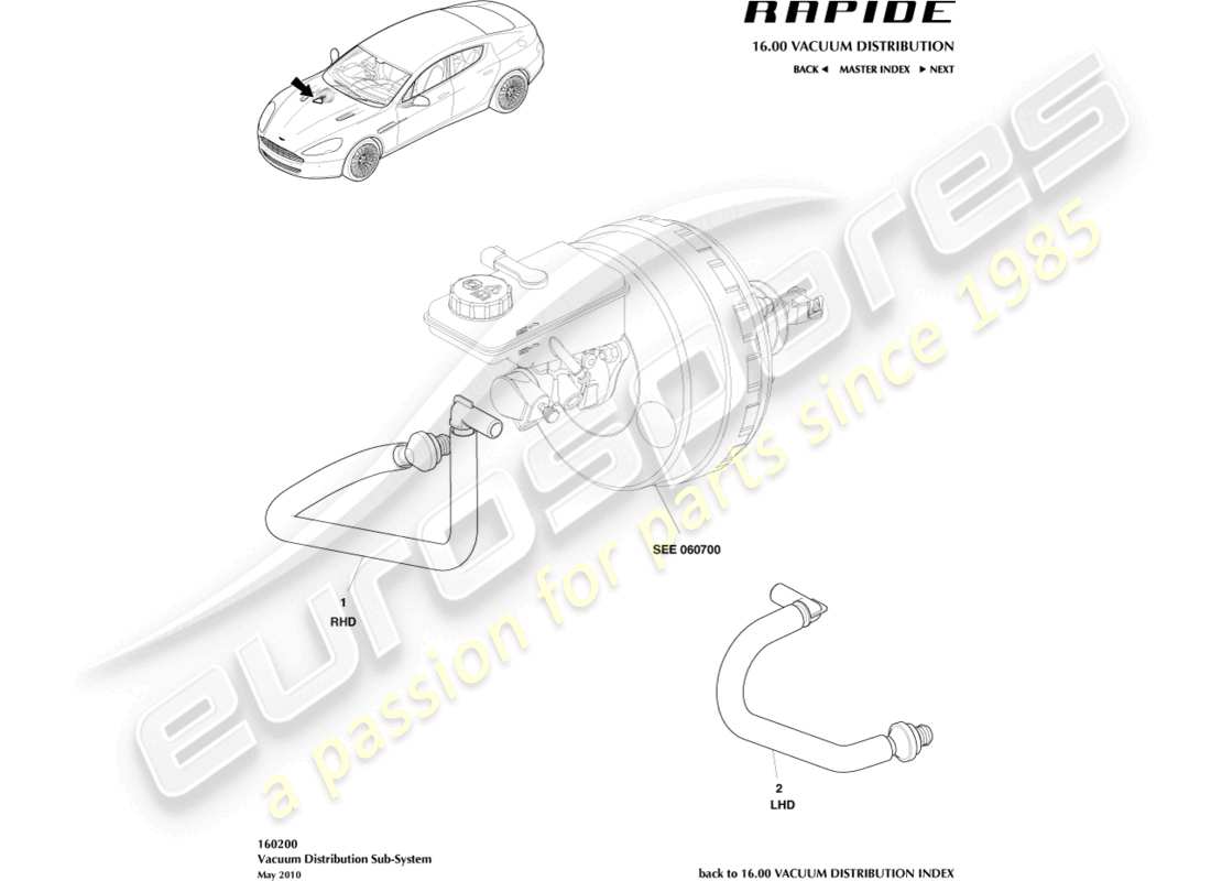 a part diagram from the aston martin rapide (2013) parts catalogue