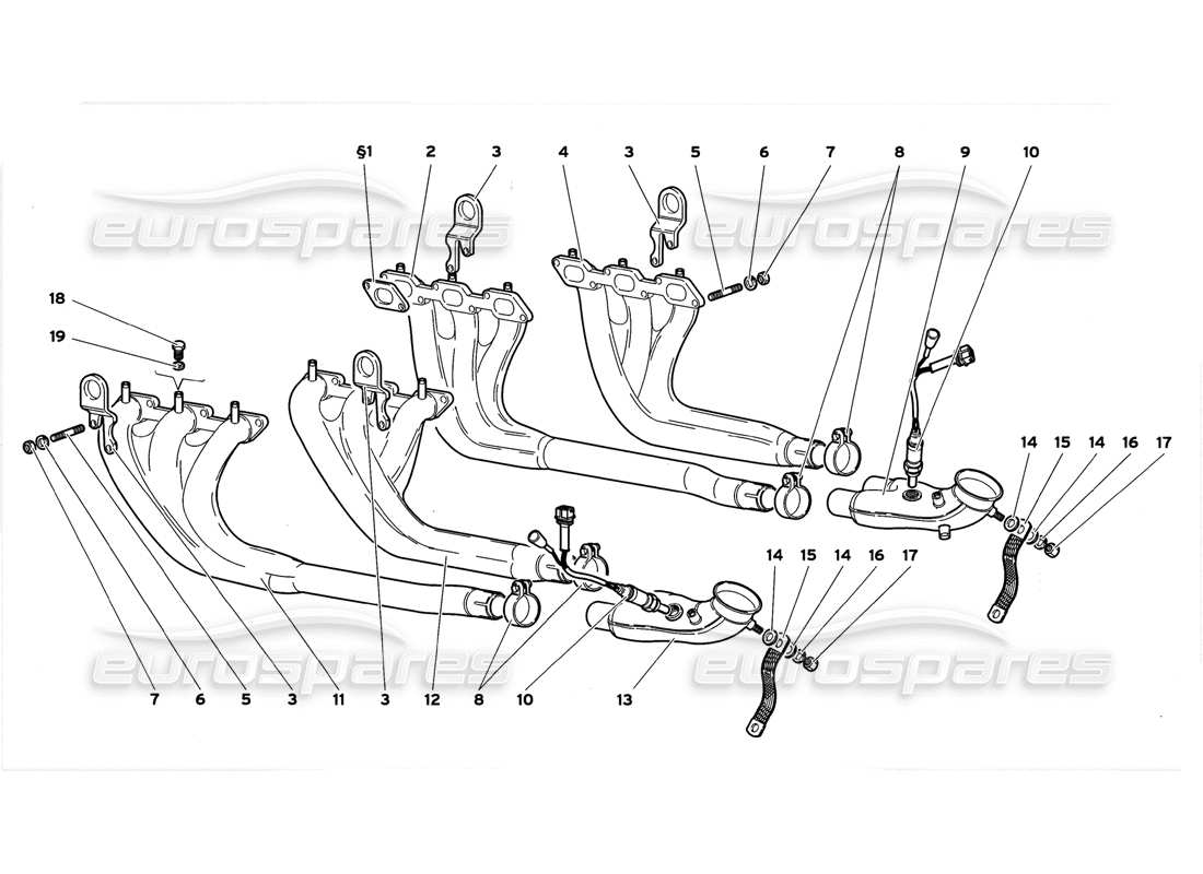 lamborghini diablo gt (1999) exhaust system parts diagram